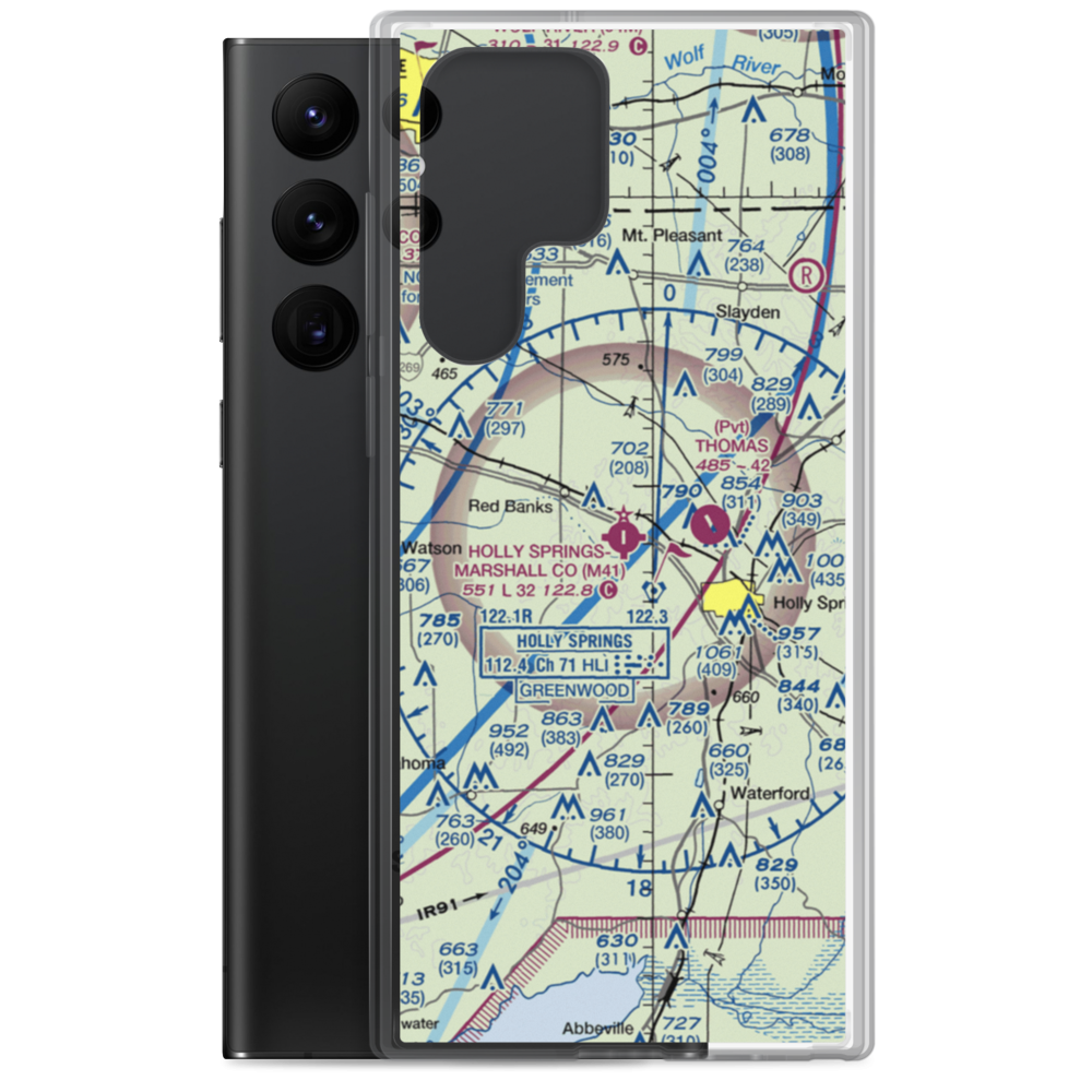 Holly Springs Marshall County Airport (M41) VFR Sectional Samsung Case Samsung Galaxy S22 Ultra model shown