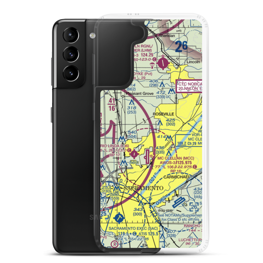 Holtsmans Airport (CA16) VFR Sectional Samsung Case Samsung Galaxy S21 Plus model shown
