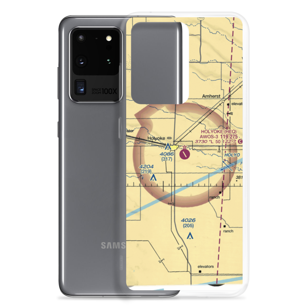 Holyoke Airport (HEQ) VFR Sectional Samsung Case Samsung Galaxy S20 Ultra model shown
