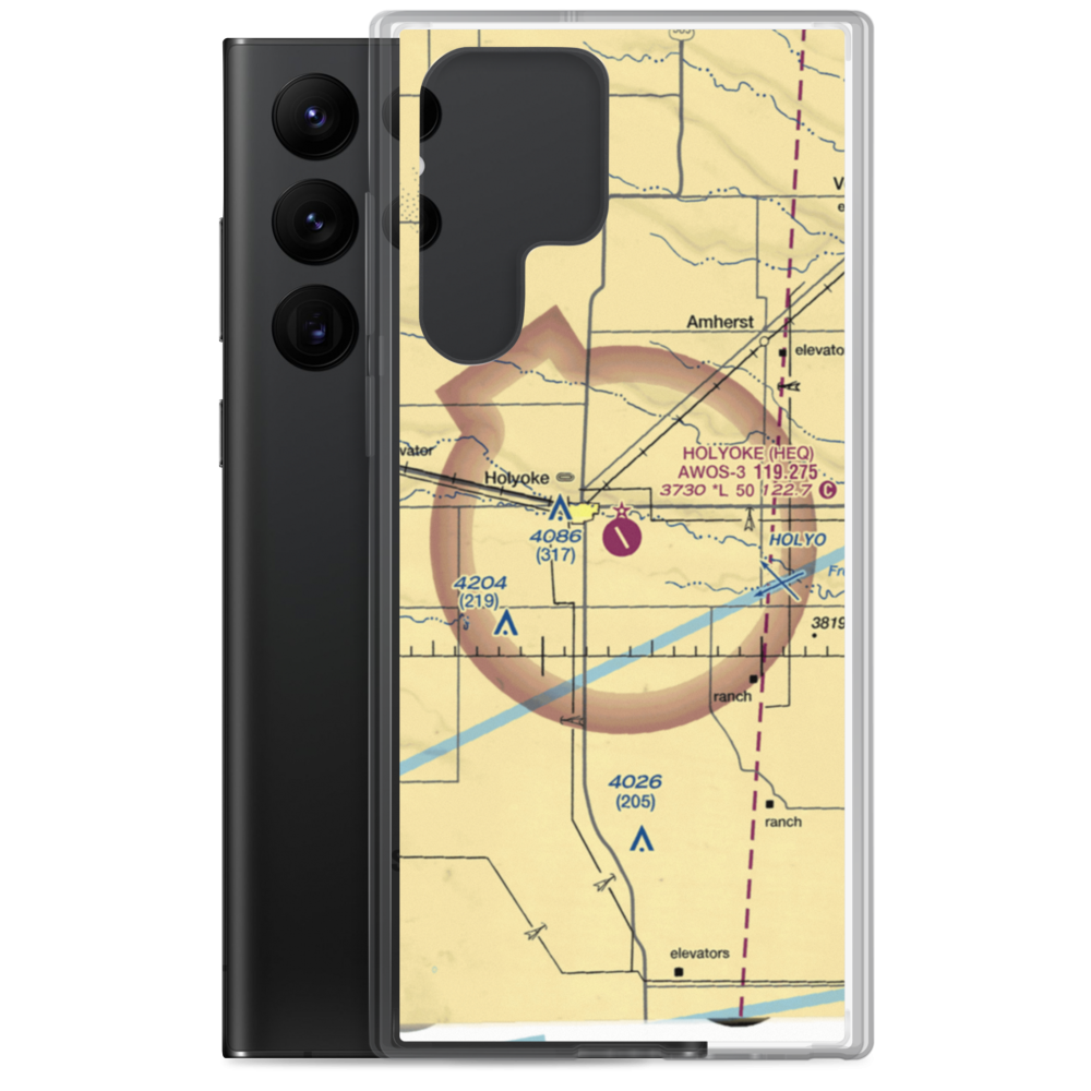 Holyoke Airport (HEQ) VFR Sectional Samsung Case Samsung Galaxy S22 Ultra model shown
