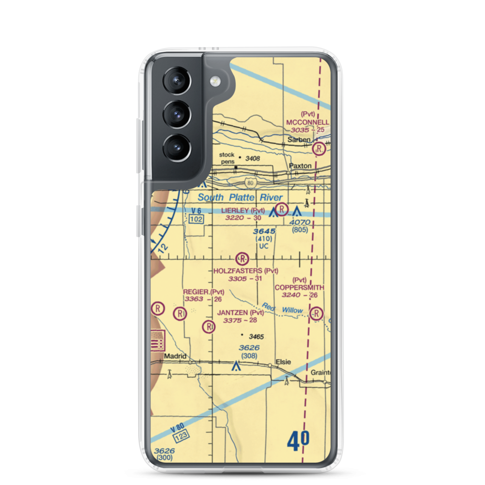 Holzfaster's Airport (4NE9) VFR Sectional Samsung Case Samsung Galaxy S21 model shown