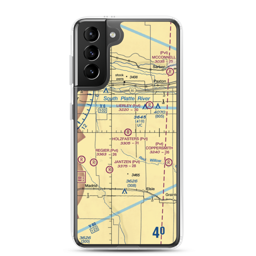 Holzfaster's Airport (4NE9) VFR Sectional Samsung Case Samsung Galaxy S21 Plus model shown