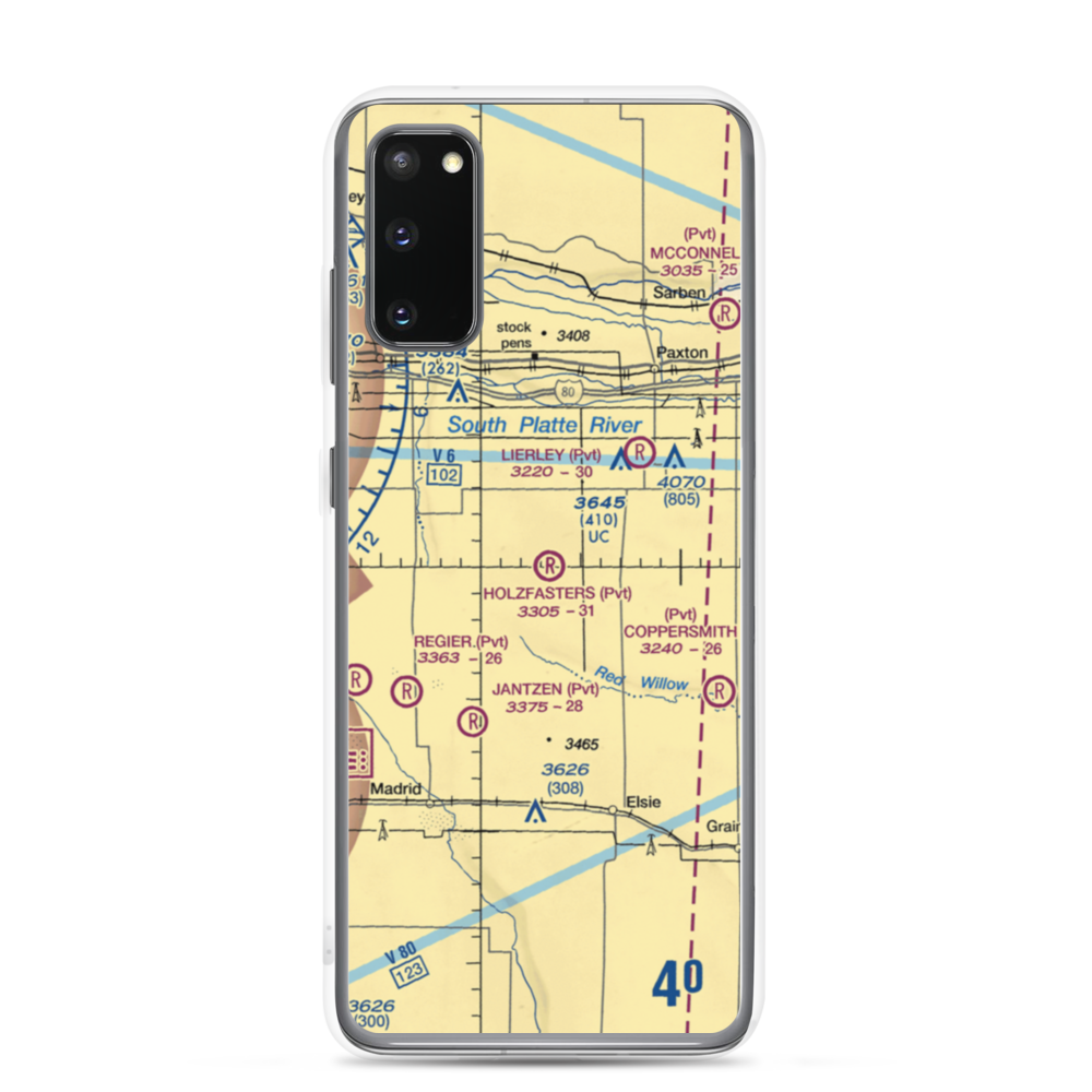 Holzfaster's Airport (4NE9) VFR Sectional Samsung Case Samsung Galaxy S20 model shown