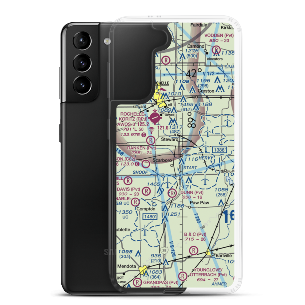 Home Free Airport (3IL7) VFR Sectional Samsung Case Samsung Galaxy S21 Plus model shown