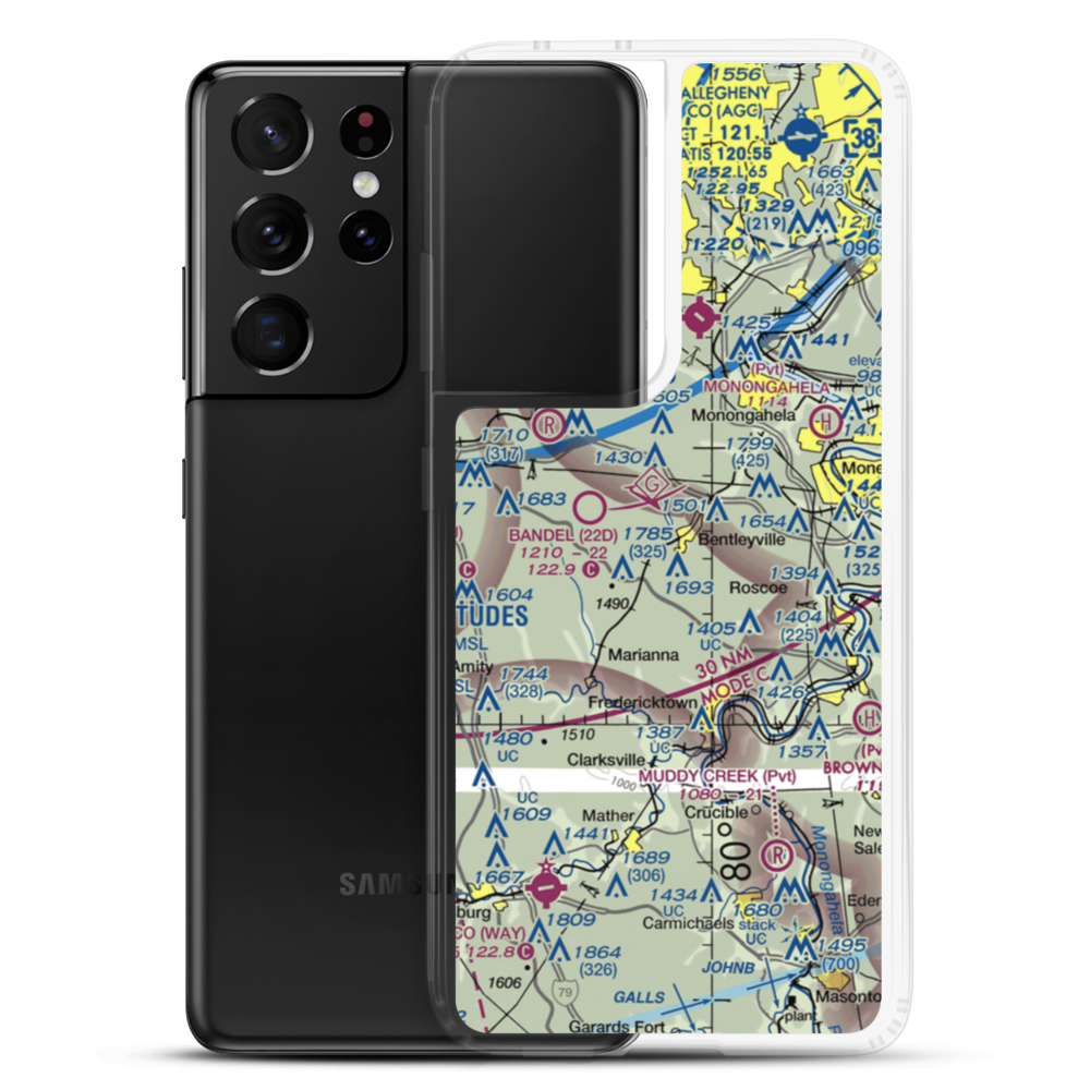 Home Safe Airport (PS87) VFR Sectional Samsung Case Samsung Galaxy S21 Ultra model shown