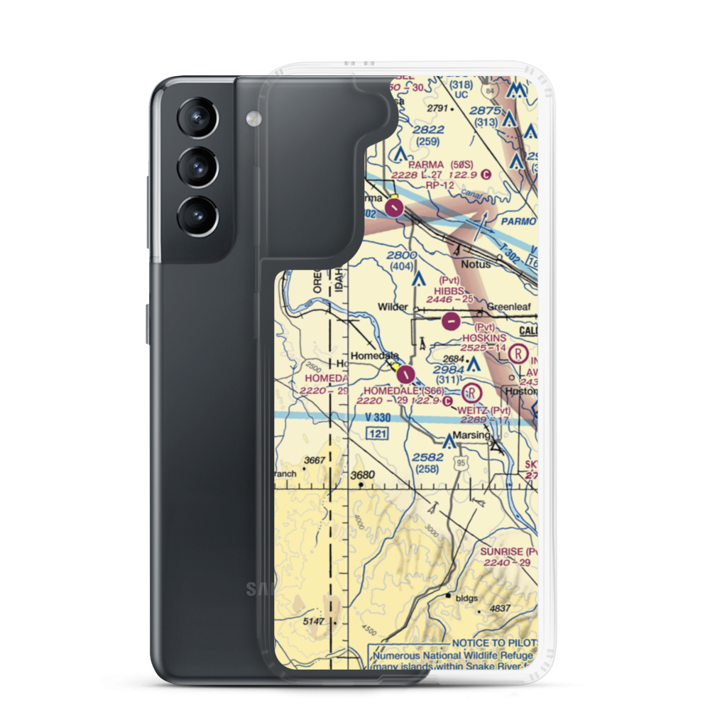 Homedale Municipal Airport (S66) VFR Sectional Samsung Case Samsung Galaxy S21 model shown