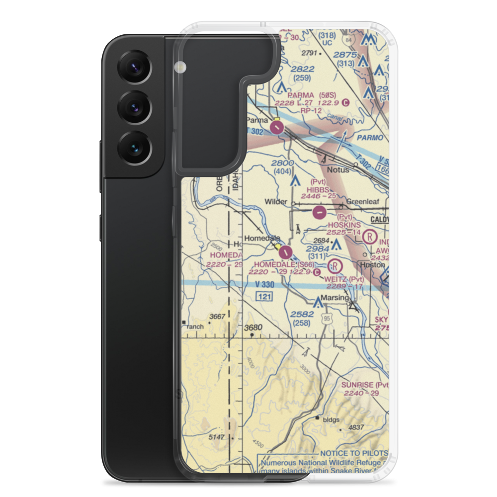 Homedale Municipal Airport (S66) VFR Sectional Samsung Case Samsung Galaxy S22 Plus model shown