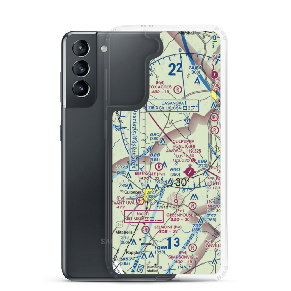 Homeland Airport (VA67) VFR Sectional Samsung Case Samsung Galaxy S21 model shown
