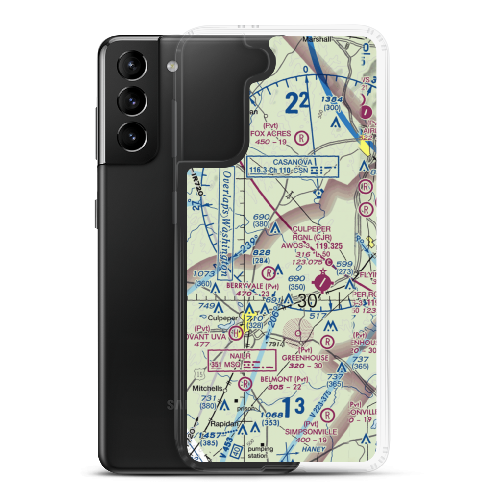 Homeland Airport (VA67) VFR Sectional Samsung Case Samsung Galaxy S21 Plus model shown