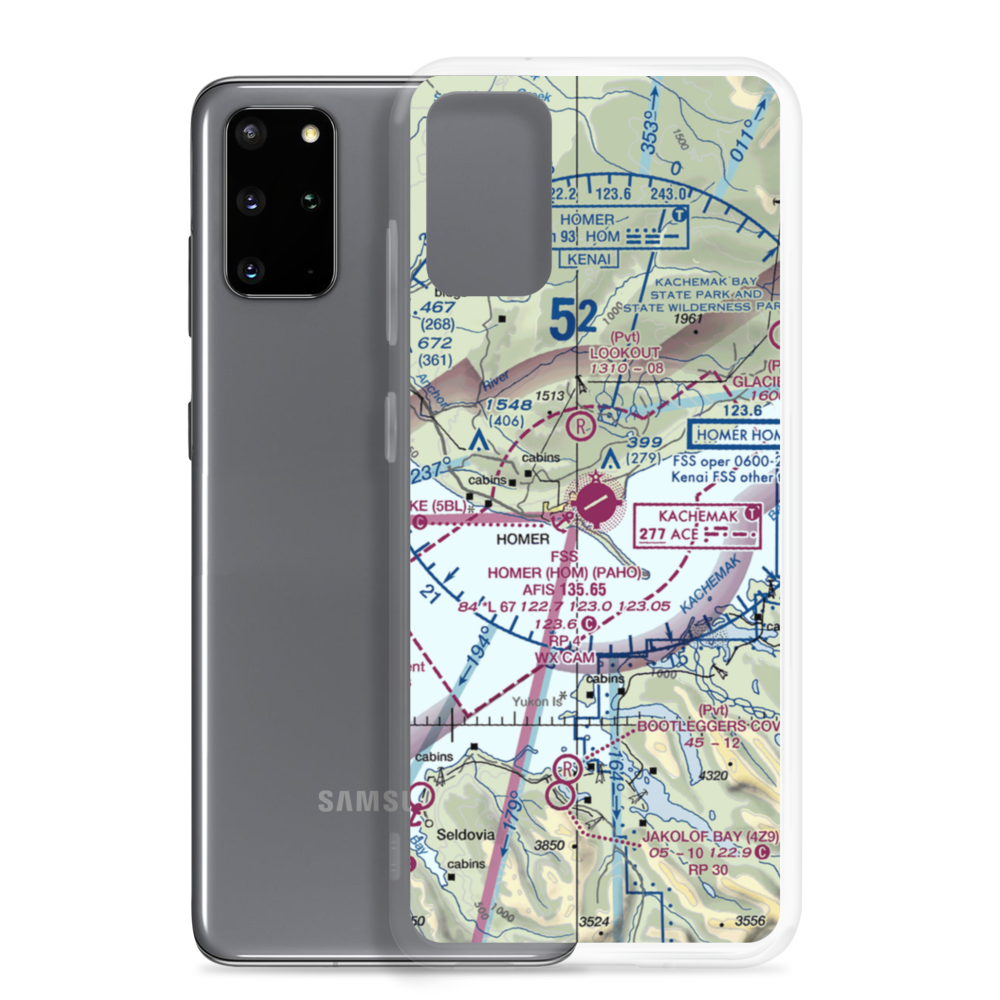 Homer Airport (HOM) VFR Sectional Samsung Case Samsung Galaxy S20 Plus model shown