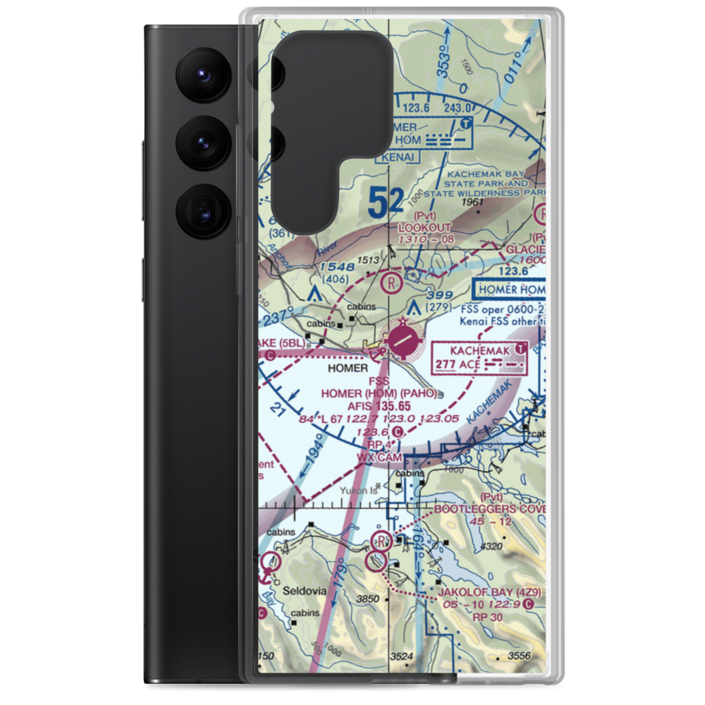 Homer Airport (HOM) VFR Sectional Samsung Case Samsung Galaxy S22 Ultra model shown