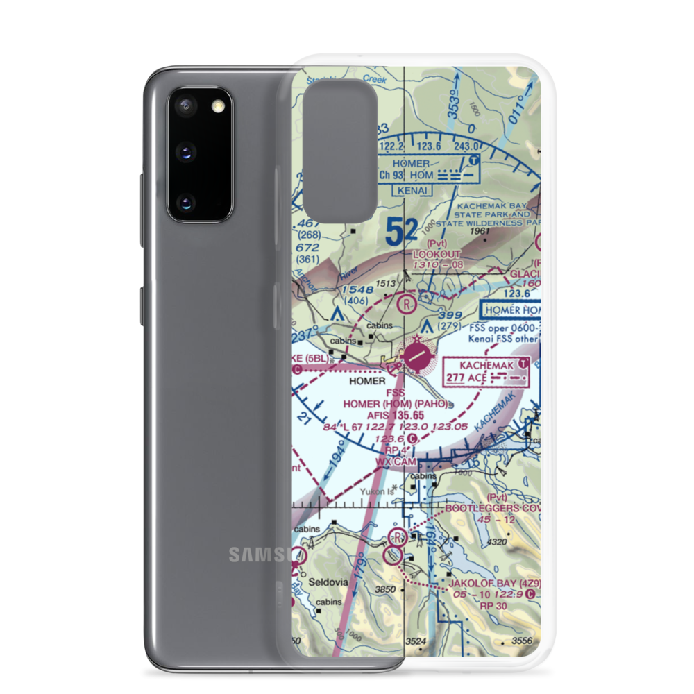Homer Airport (HOM) VFR Sectional Samsung Case Samsung Galaxy S20 model shown