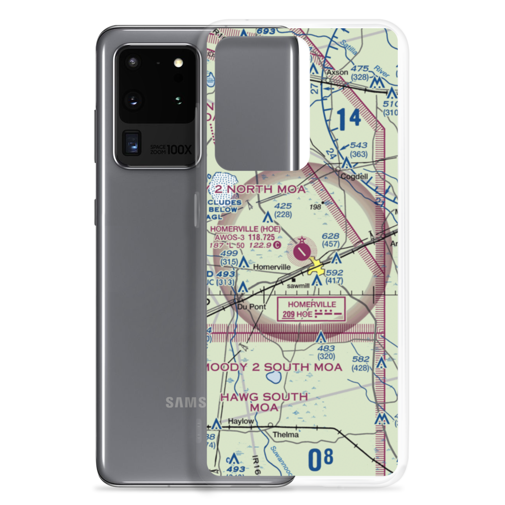 Homerville Airport (HOE) VFR Sectional Samsung Case Samsung Galaxy S20 Ultra model shown