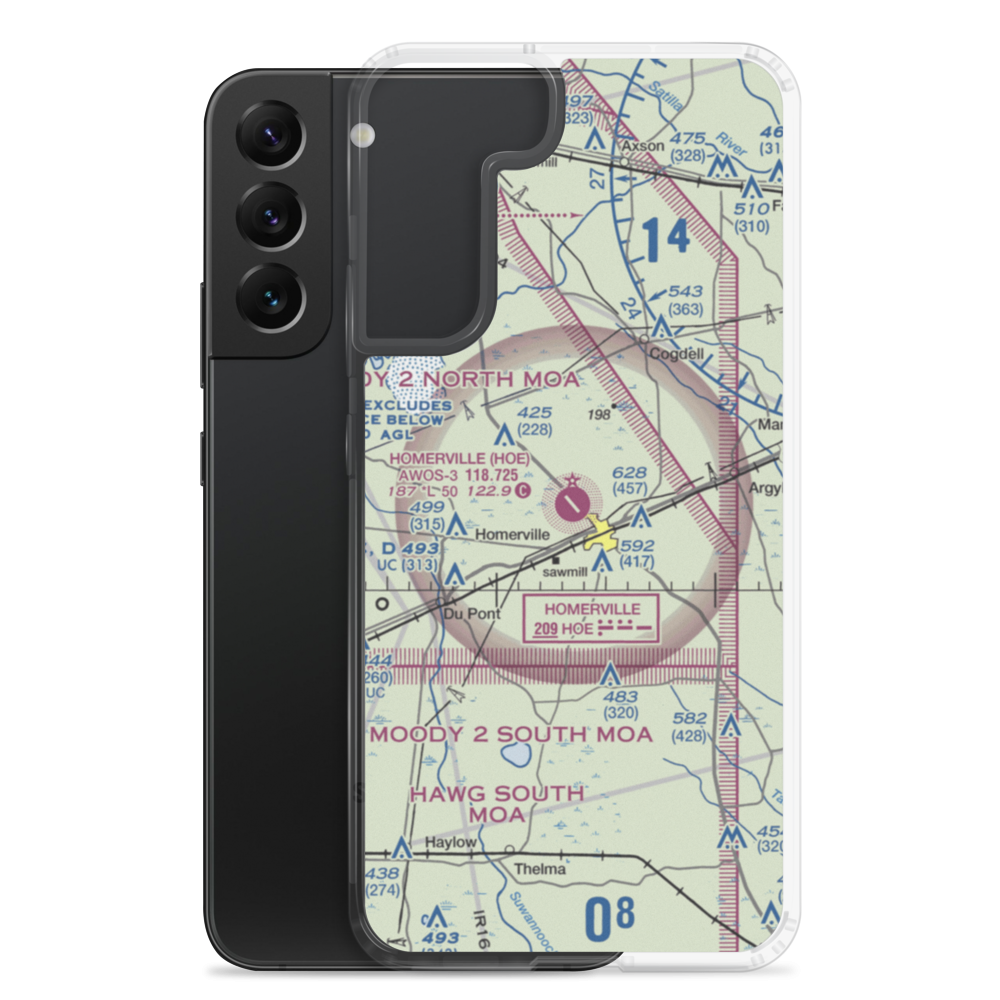 Homerville Airport (HOE) VFR Sectional Samsung Case Samsung Galaxy S22 Plus model shown