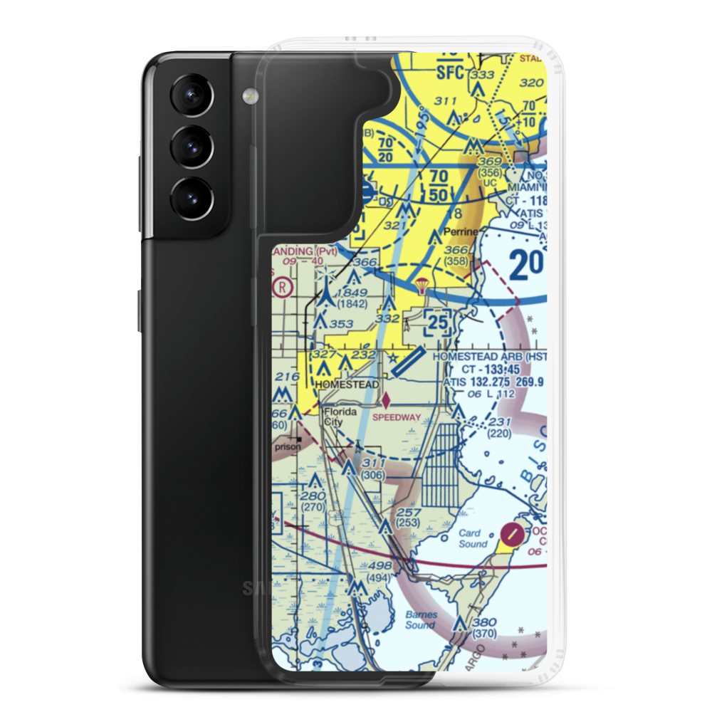 Homestead ARB Airport (HST) VFR Sectional Samsung Case Samsung Galaxy S21 Plus model shown