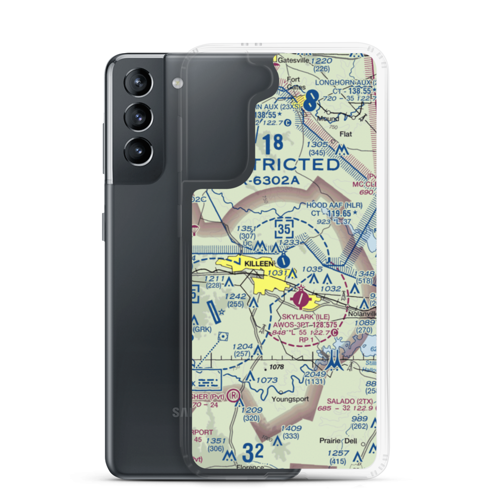 Hood Army Air Field (HLR) VFR Sectional Samsung Case Samsung Galaxy S21 model shown