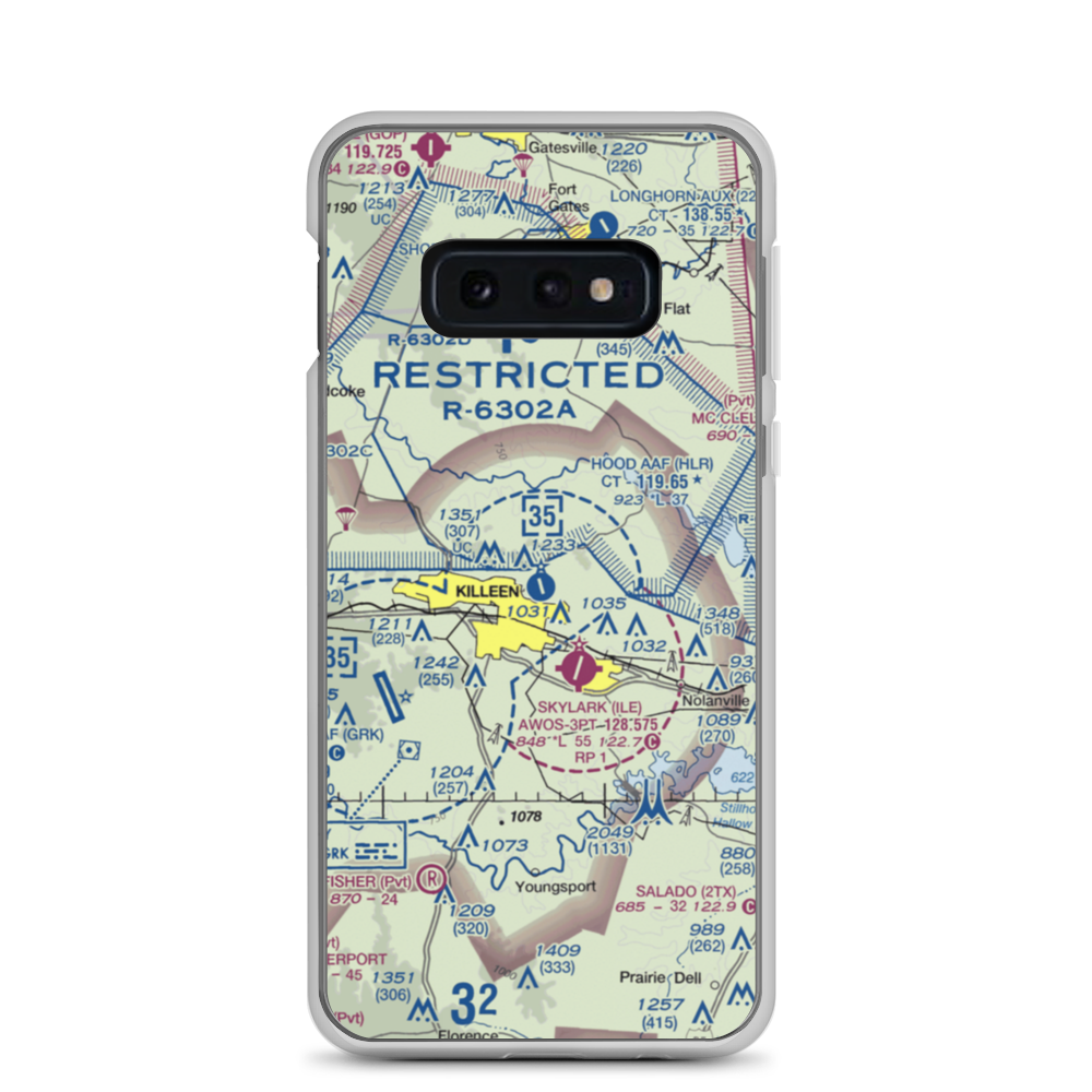 Hood Army Air Field (HLR) VFR Sectional Samsung Case Samsung Galaxy S10e model shown