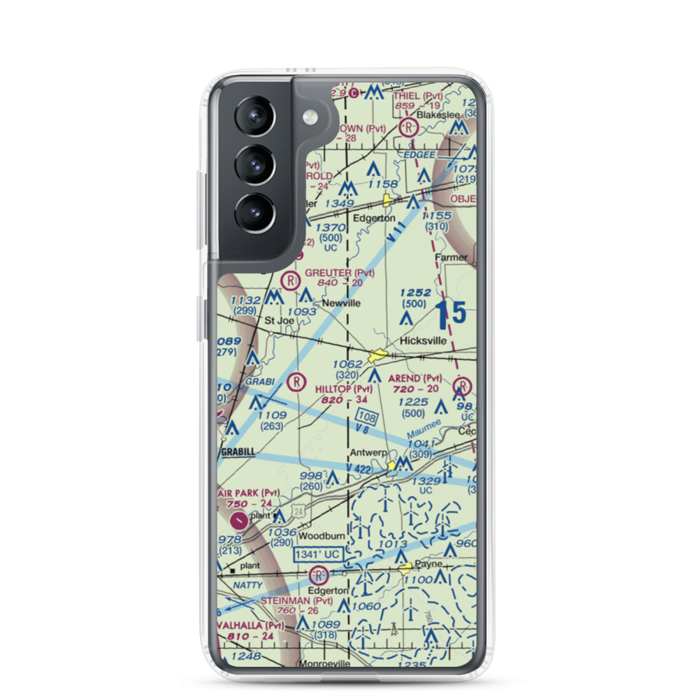 Hook Field (IN18) VFR Sectional Samsung Case Samsung Galaxy S21 model shown