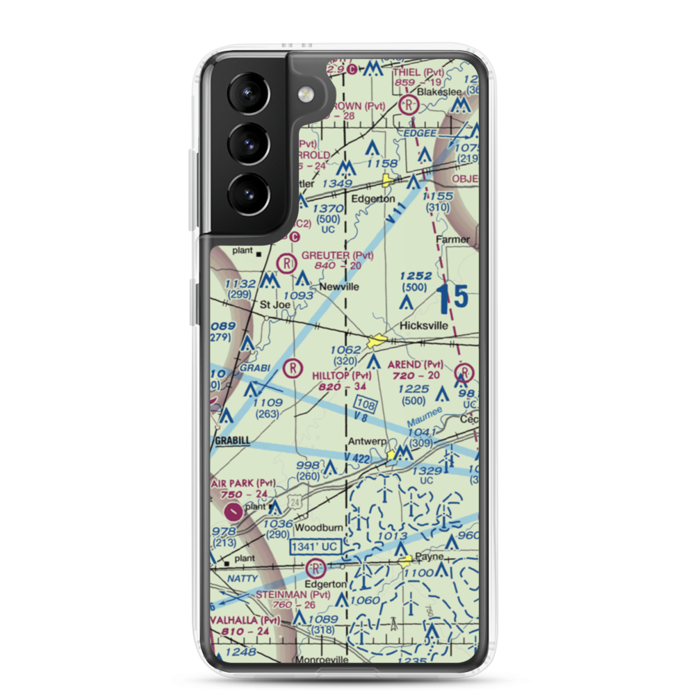 Hook Field (IN18) VFR Sectional Samsung Case Samsung Galaxy S21 Plus model shown