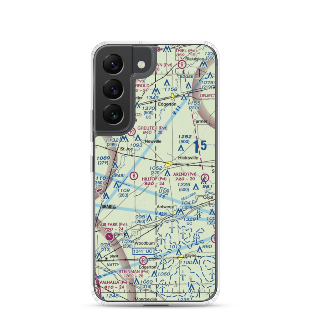 Hook Field (IN18) VFR Sectional Samsung Case Samsung Galaxy S22 model shown
