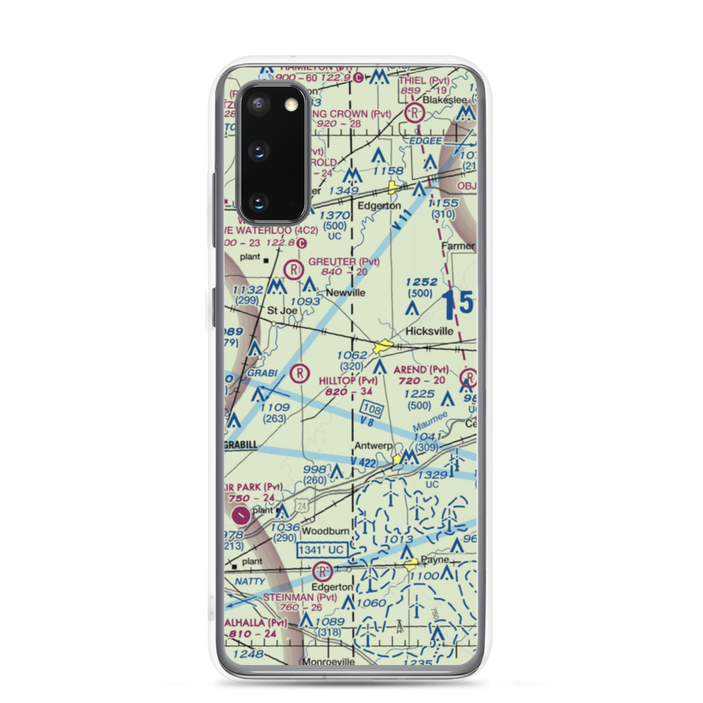 Hook Field (IN18) VFR Sectional Samsung Case Samsung Galaxy S20 model shown