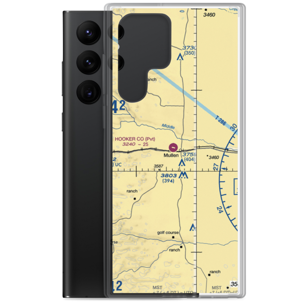 Hooker County Airport (MHN) VFR Sectional Samsung Case Samsung Galaxy S22 Ultra model shown