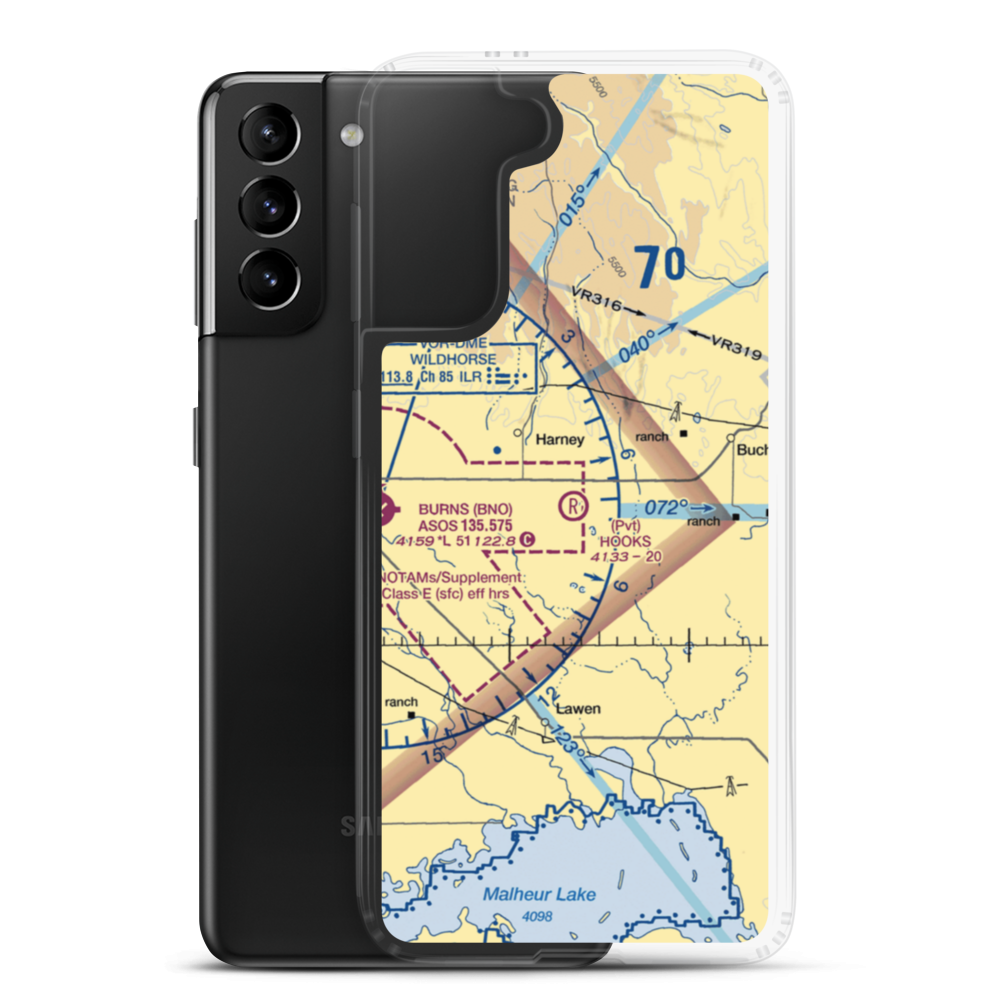 Hooks Strip Airport (OR32) VFR Sectional Samsung Case Samsung Galaxy S21 Plus model shown