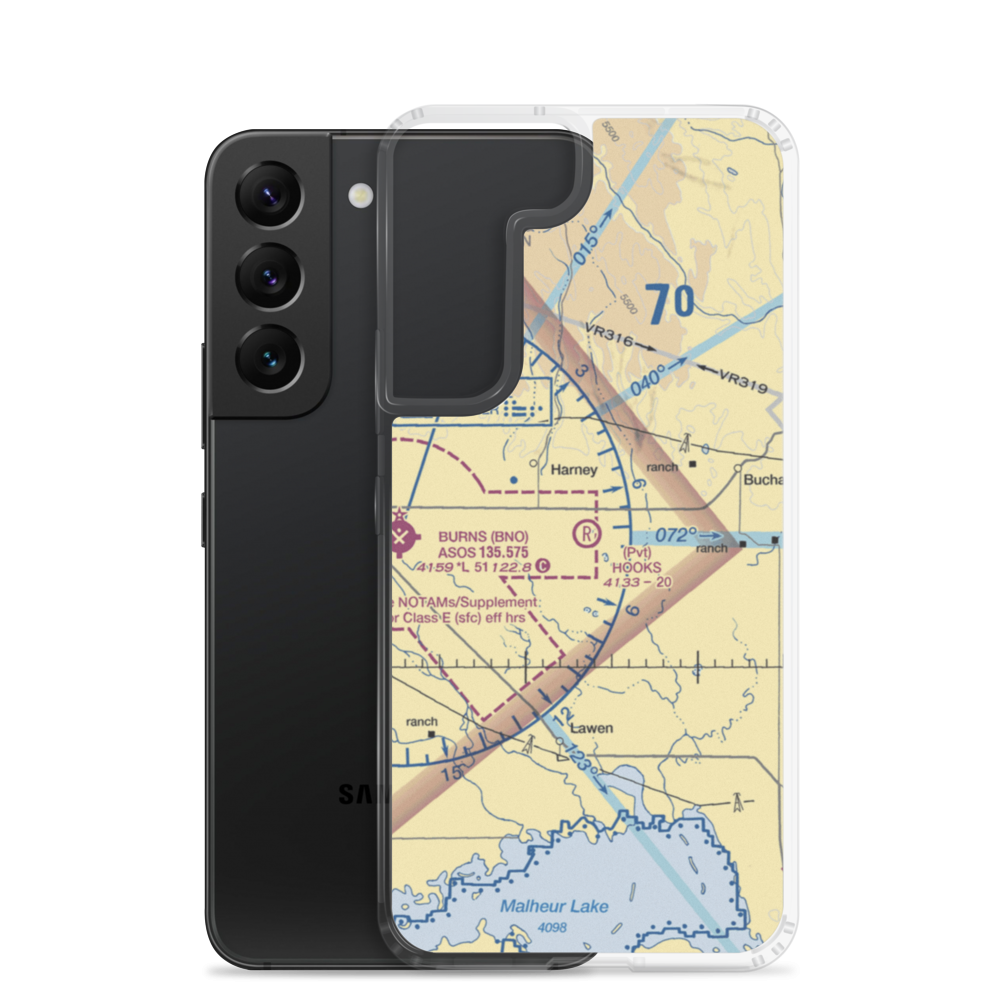 Hooks Strip Airport (OR32) VFR Sectional Samsung Case Samsung Galaxy S22 model shown