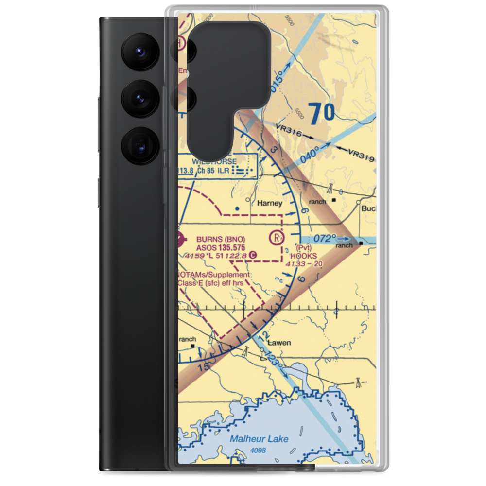 Hooks Strip Airport (OR32) VFR Sectional Samsung Case Samsung Galaxy S22 Ultra model shown