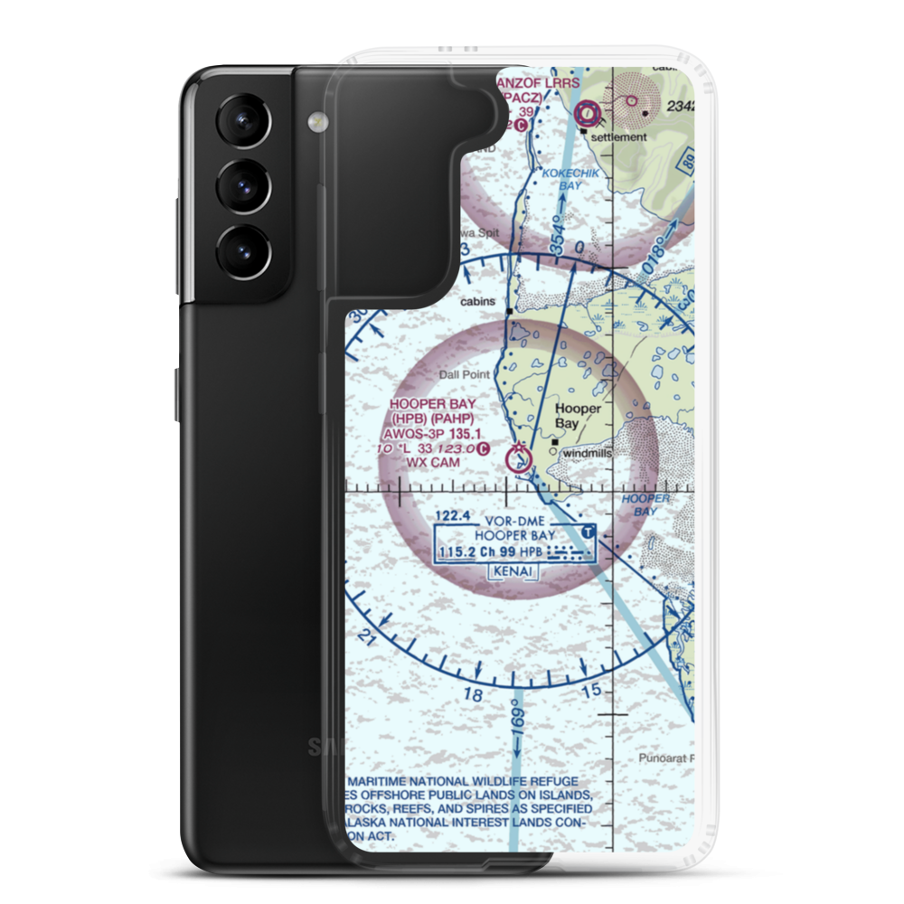 Hooper Bay Airport (HPB) VFR Sectional Samsung Case Samsung Galaxy S21 Plus model shown