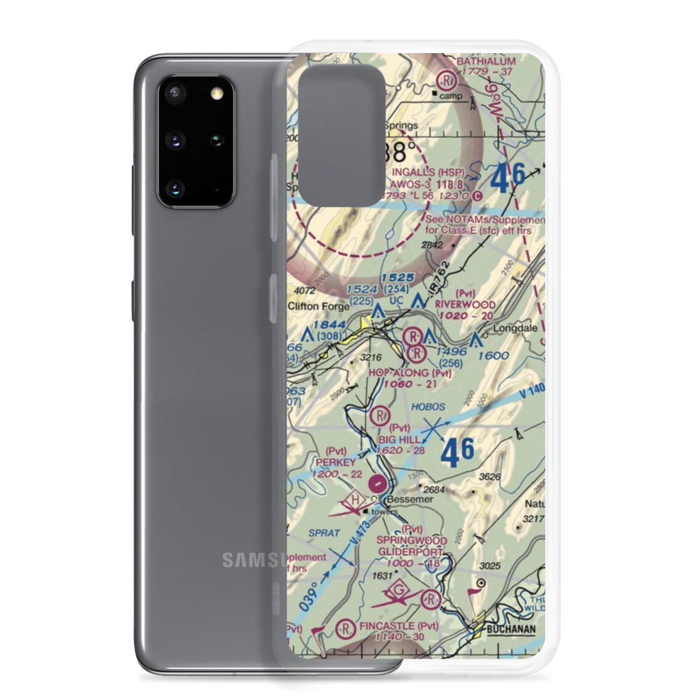 Hop-Along Airport (12VA) VFR Sectional Samsung Case Samsung Galaxy S20 Plus model shown