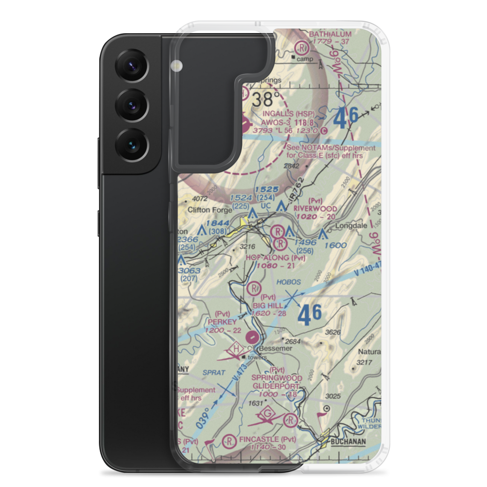 Hop-Along Airport (12VA) VFR Sectional Samsung Case Samsung Galaxy S22 Plus model shown