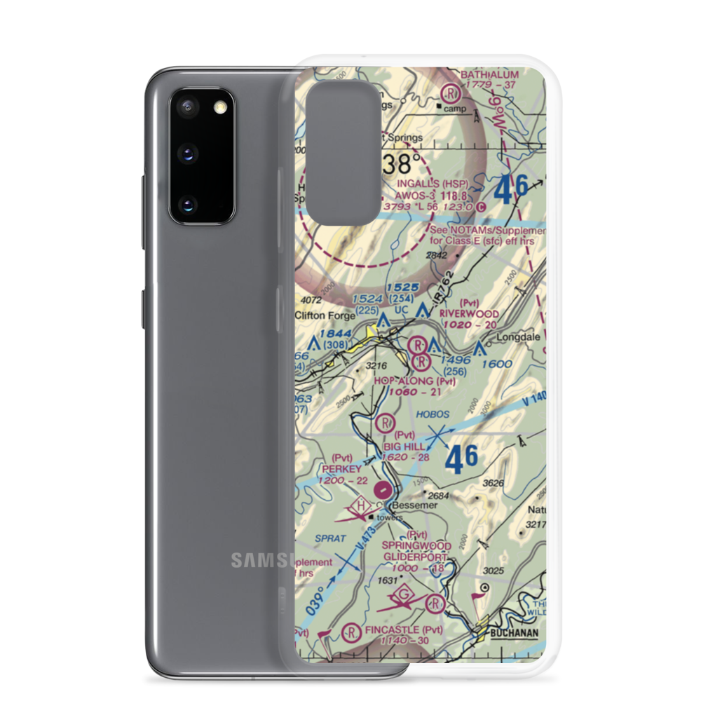 Hop-Along Airport (12VA) VFR Sectional Samsung Case Samsung Galaxy S20 model shown