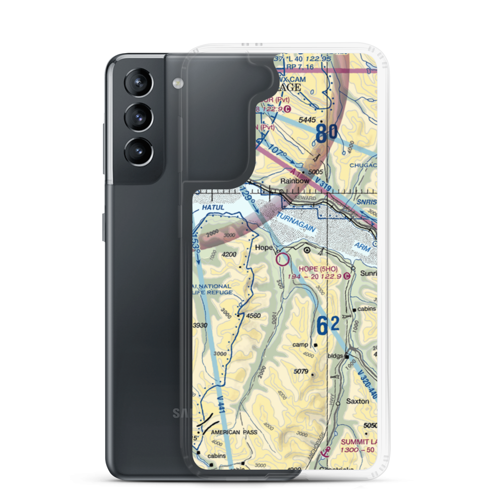 Hope Airport (5HO) VFR Sectional Samsung Case Samsung Galaxy S21 model shown