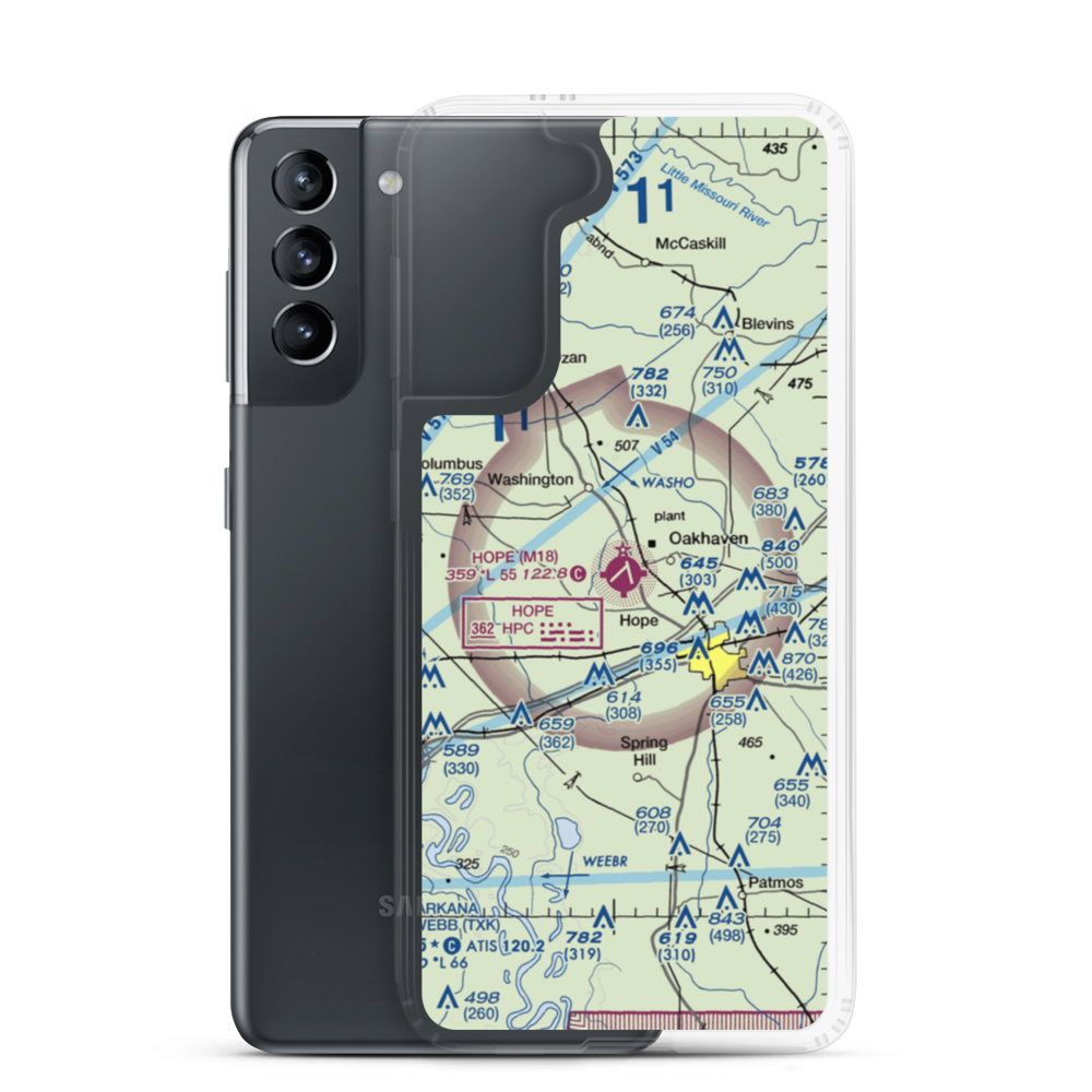 Hope Municipal Airport (M18) VFR Sectional Samsung Case Samsung Galaxy S21 model shown