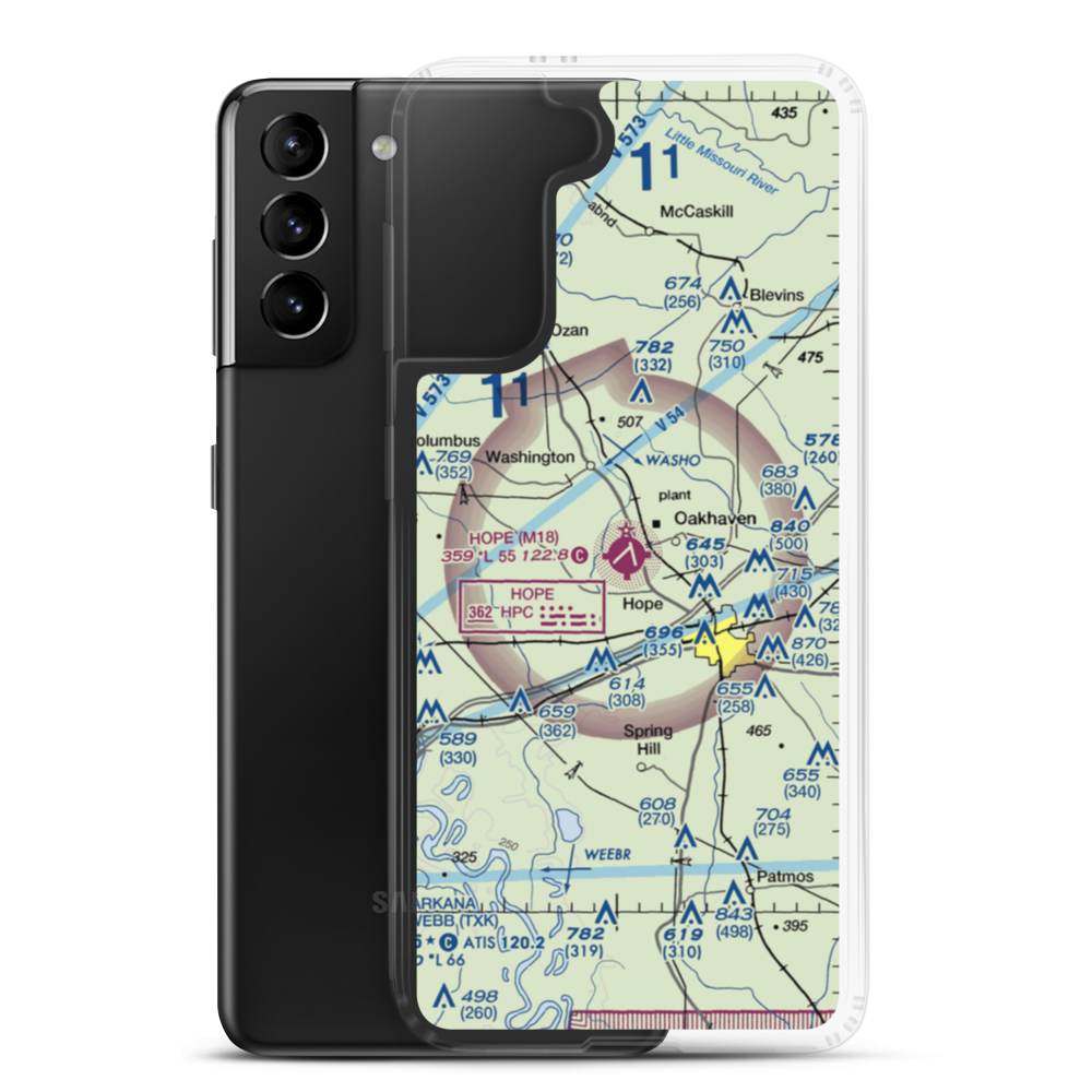 Hope Municipal Airport (M18) VFR Sectional Samsung Case Samsung Galaxy S21 Plus model shown
