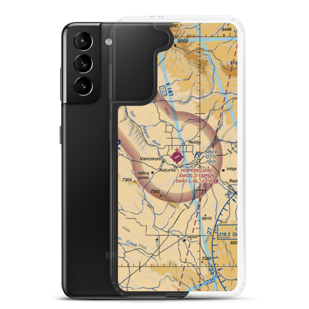 Hopkins Field (AIB) VFR Sectional Samsung Case Samsung Galaxy S21 Plus model shown