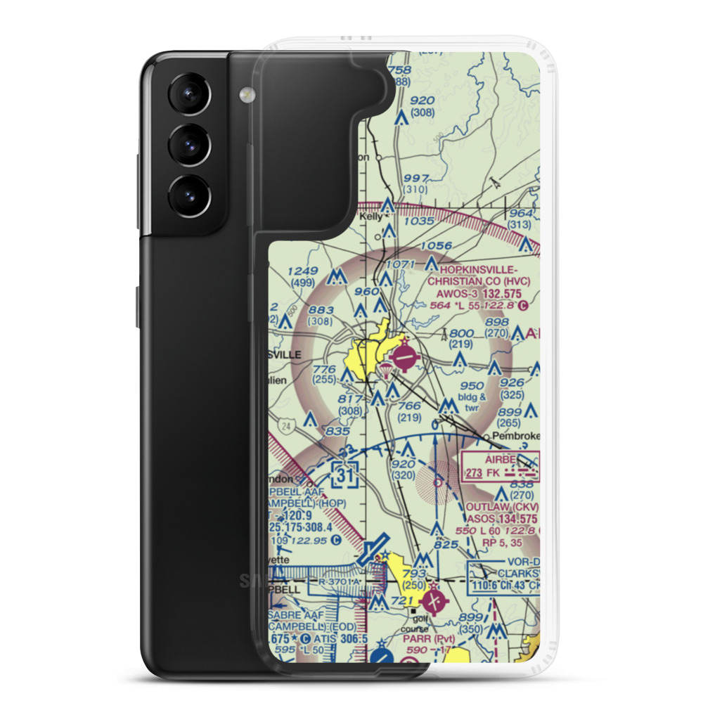 Hopkinsville Christian County Airport (HVC) VFR Sectional Samsung Case Samsung Galaxy S21 Plus model shown