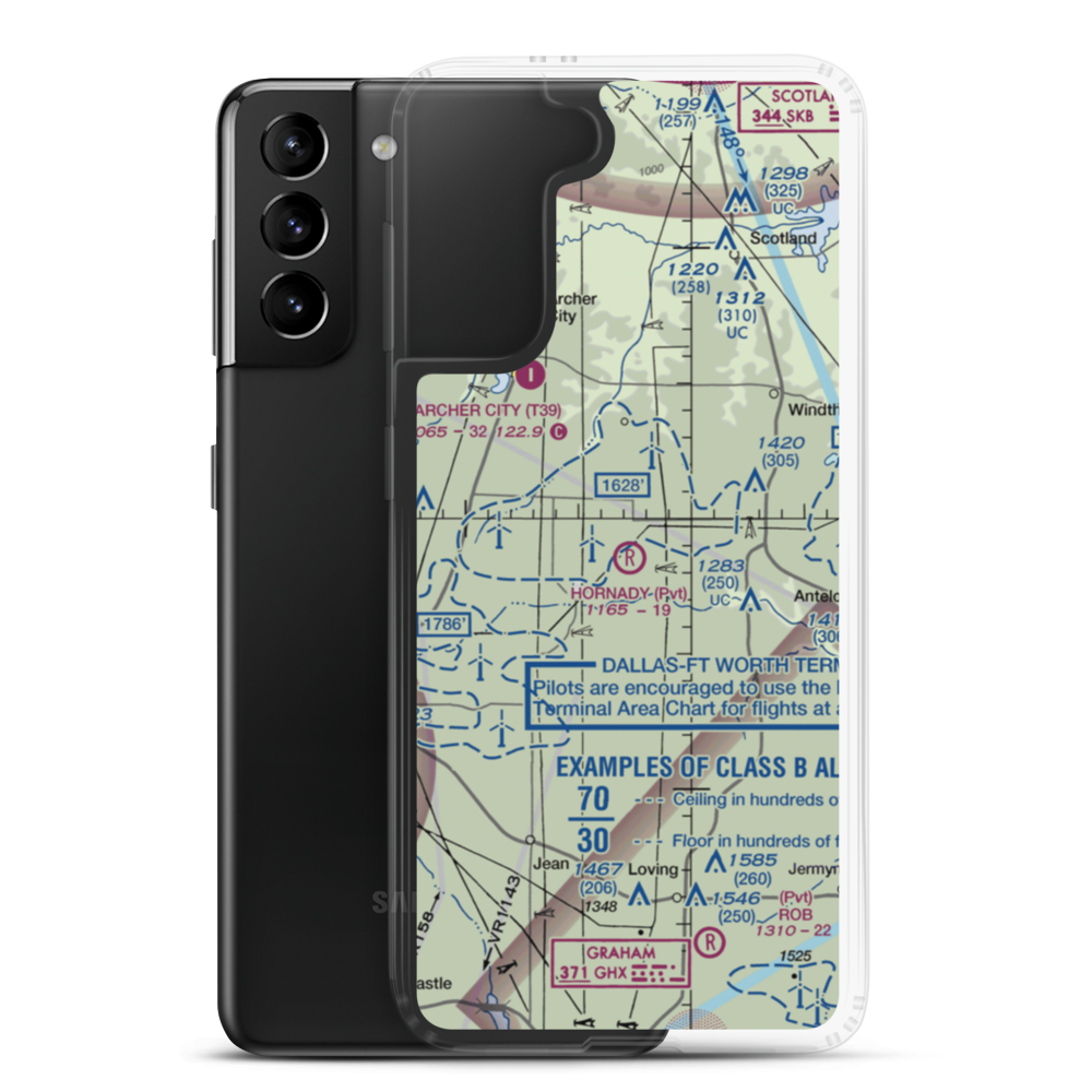 Hornady Ranch Airport (TX21) VFR Sectional Samsung Case Samsung Galaxy S21 Plus model shown