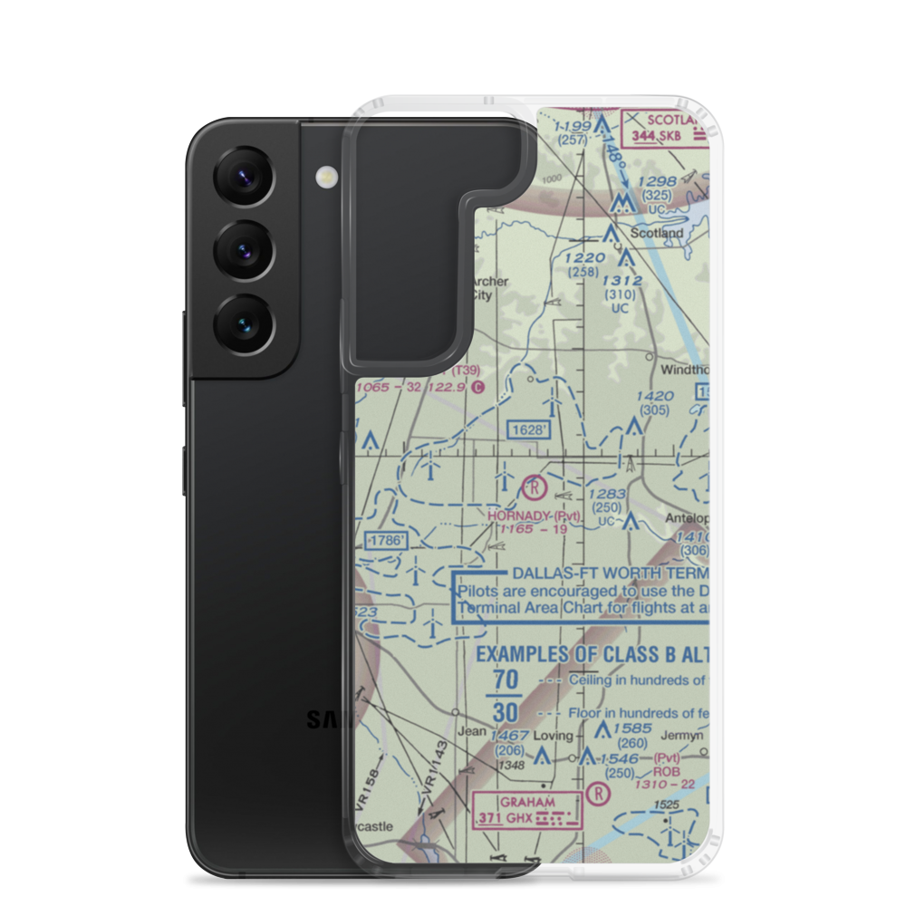 Hornady Ranch Airport (TX21) VFR Sectional Samsung Case Samsung Galaxy S22 model shown