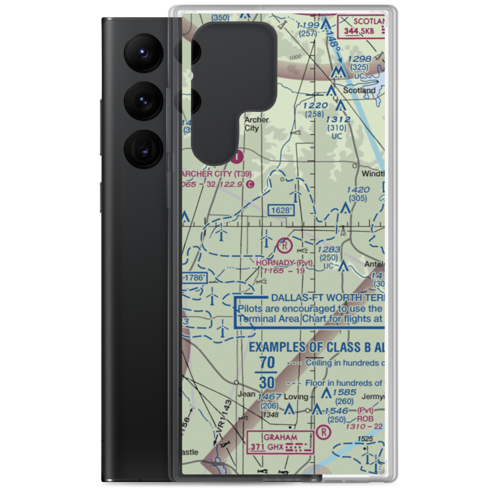 Hornady Ranch Airport (TX21) VFR Sectional Samsung Case Samsung Galaxy S22 Ultra model shown