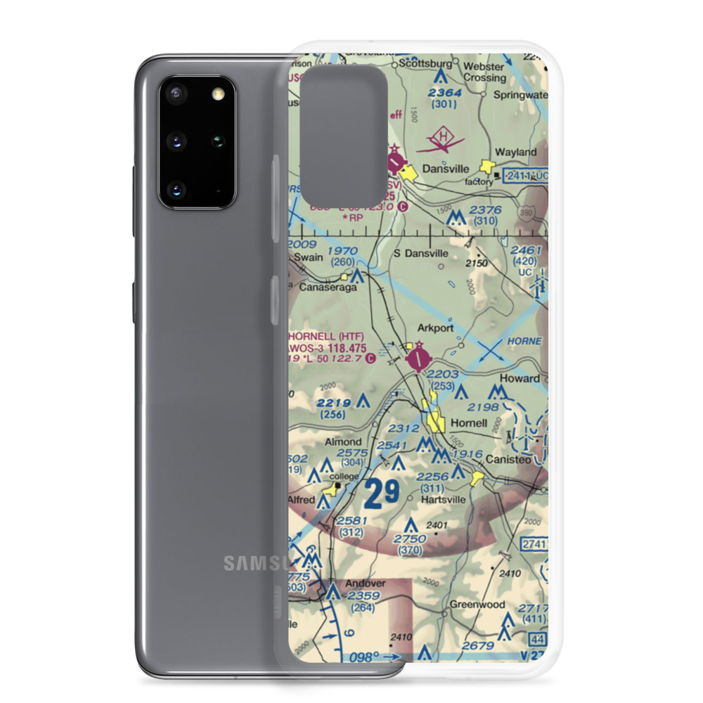Hornell Municipal Airport (HTF) VFR Sectional Samsung Case Samsung Galaxy S20 Plus model shown
