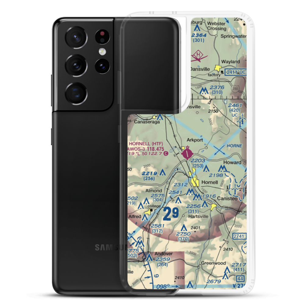 Hornell Municipal Airport (HTF) VFR Sectional Samsung Case Samsung Galaxy S21 Ultra model shown