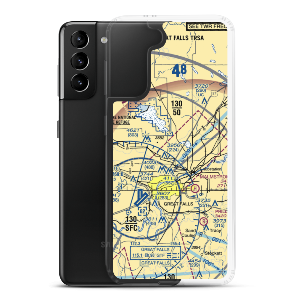 Horner Field (MT40) VFR Sectional Samsung Case Samsung Galaxy S21 Plus model shown