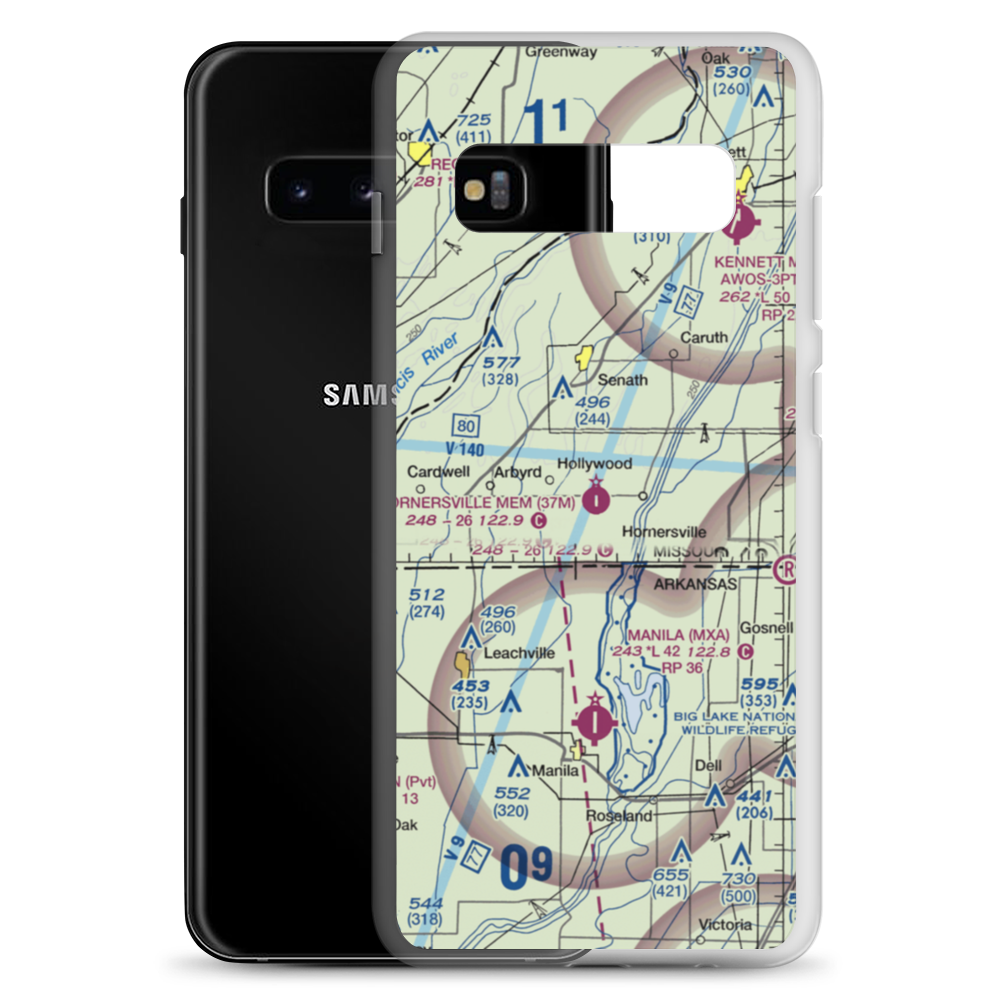 Hornersville Memorial Airport (37M) VFR Sectional Samsung Case Samsung Galaxy S10+ model shown
