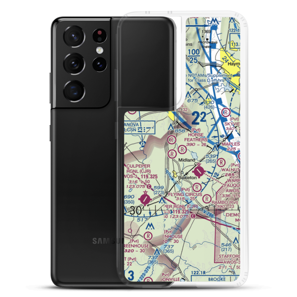 Horse Feathers Airport (53VA) VFR Sectional Samsung Case Samsung Galaxy S21 Ultra model shown