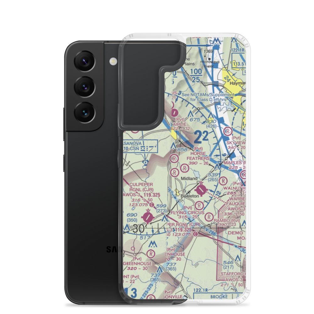 Horse Feathers Airport (53VA) VFR Sectional Samsung Case Samsung Galaxy S22 model shown