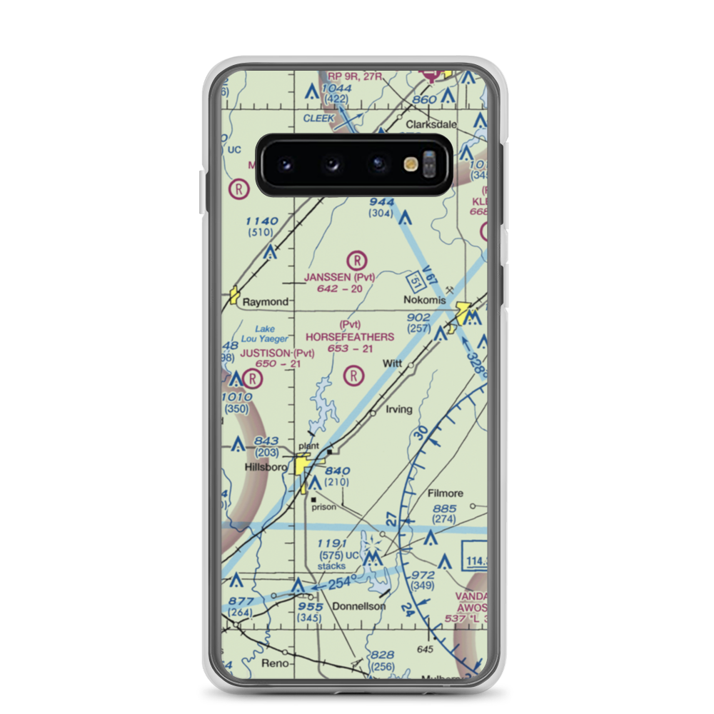 Horsefeathers Ranch Airport (1IL1) VFR Sectional Samsung Case Samsung Galaxy S10 model shown