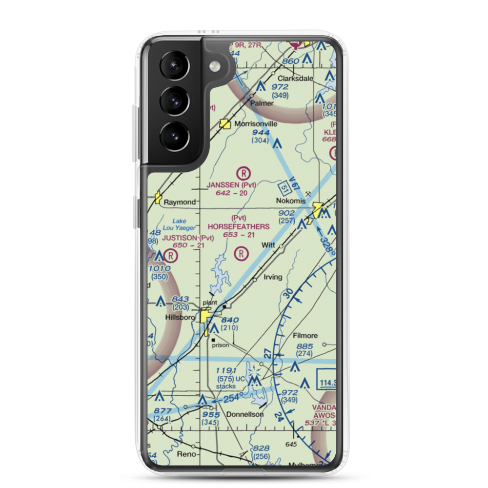 Horsefeathers Ranch Airport (1IL1) VFR Sectional Samsung Case Samsung Galaxy S21 Plus model shown