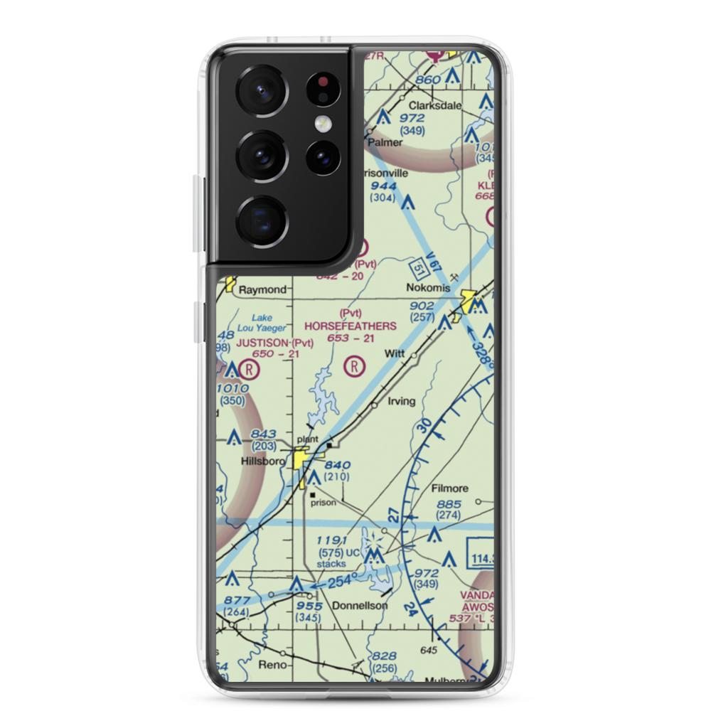 Horsefeathers Ranch Airport (1IL1) VFR Sectional Samsung Case Samsung Galaxy S21 Ultra model shown